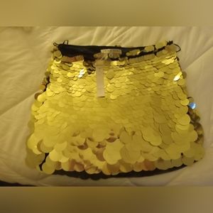 Trina Turk Mini Large Gold Sequin Skirt